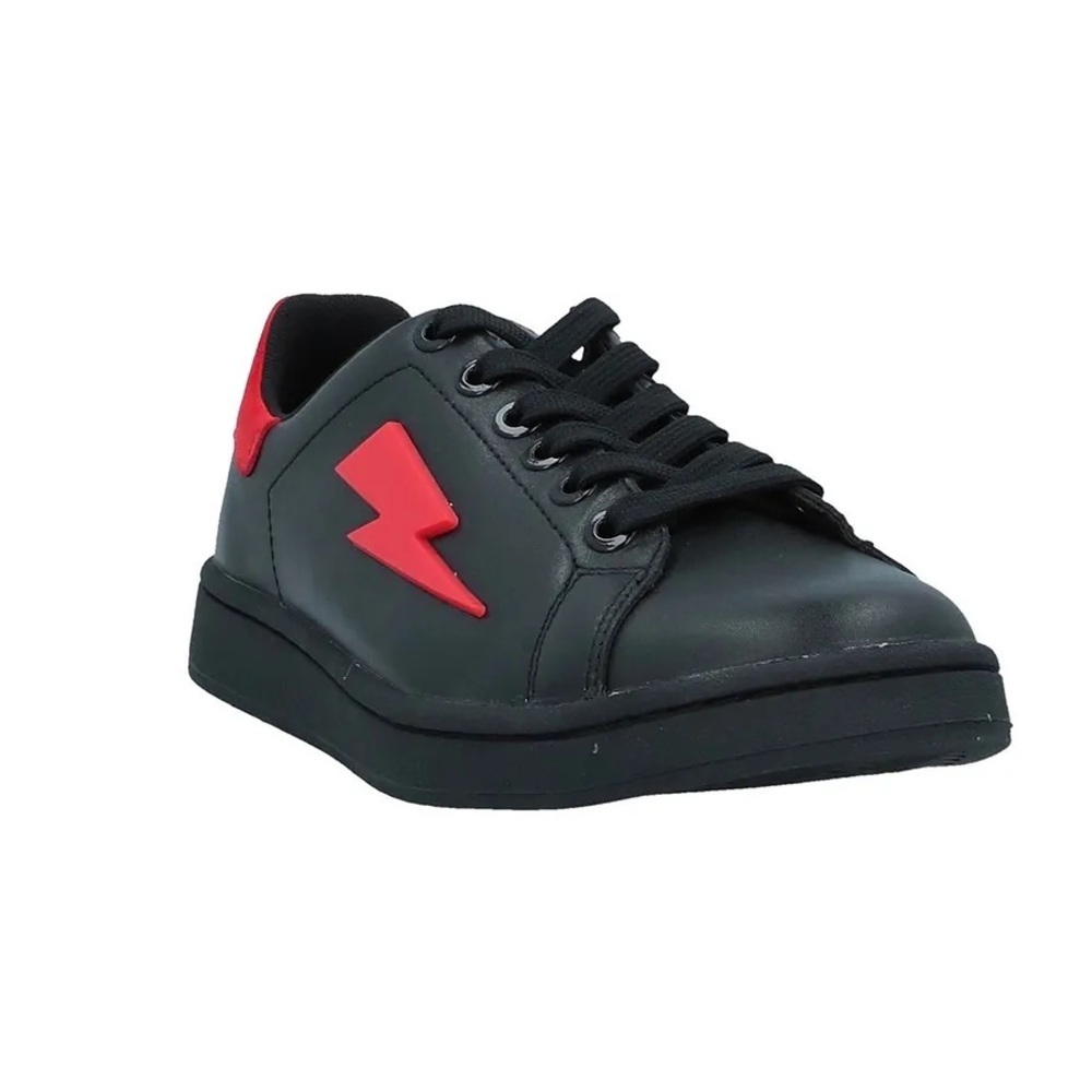 Women’s Neil Barrett Black Leather Tennis Trainer Thunderbolt Size 37 - Picture 2 of 7